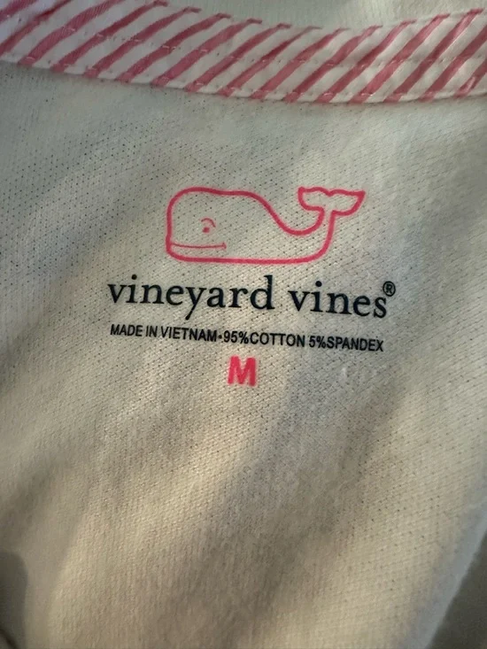 Vineyard Vines White Sleeveless Polo Tank with Pink Whale Logo - Picture 4 of 5